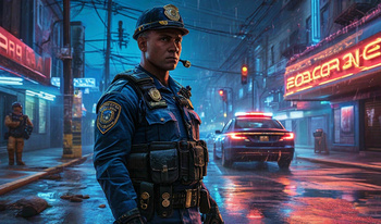 Police in an open 3D city