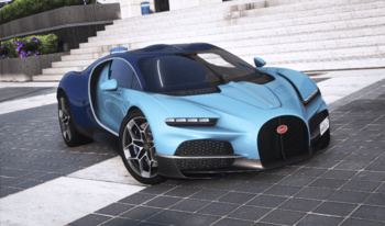 Fly on a Bugatti Turbillion in city
