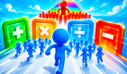 Red and Blue: Runner with little men