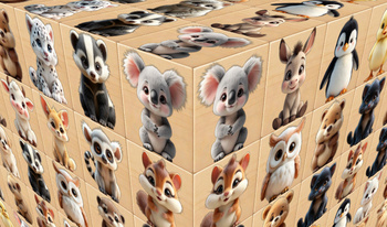 Fluffy Mahjong 3D. Disassemble The Cube