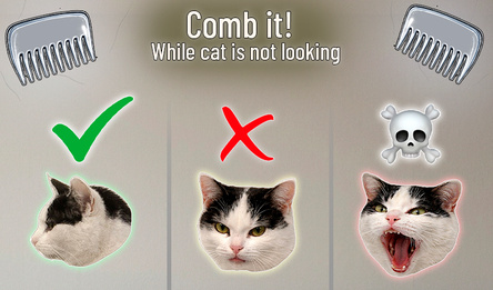 Comb it! While cat is not looking