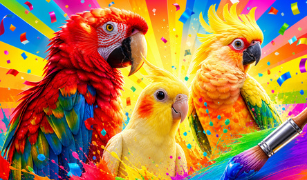 Colorful Parrots: Color by Number
