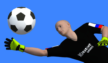 Soccer ball and goalkeeper