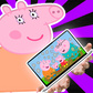 What's on Peppa Pig's Mom's laptop?