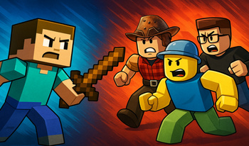 Noob vs Pro RobCraft. MineBlock War Strategy