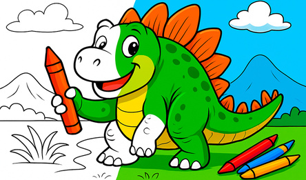 Coloring Book: In the World of Dinosaurs