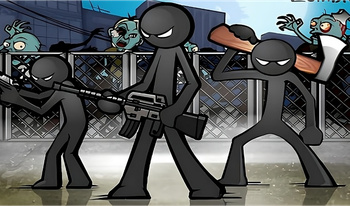 Stick vs Zombie: Stick warrior with gun