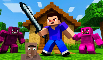 Noob Village Defense with Block Destruction